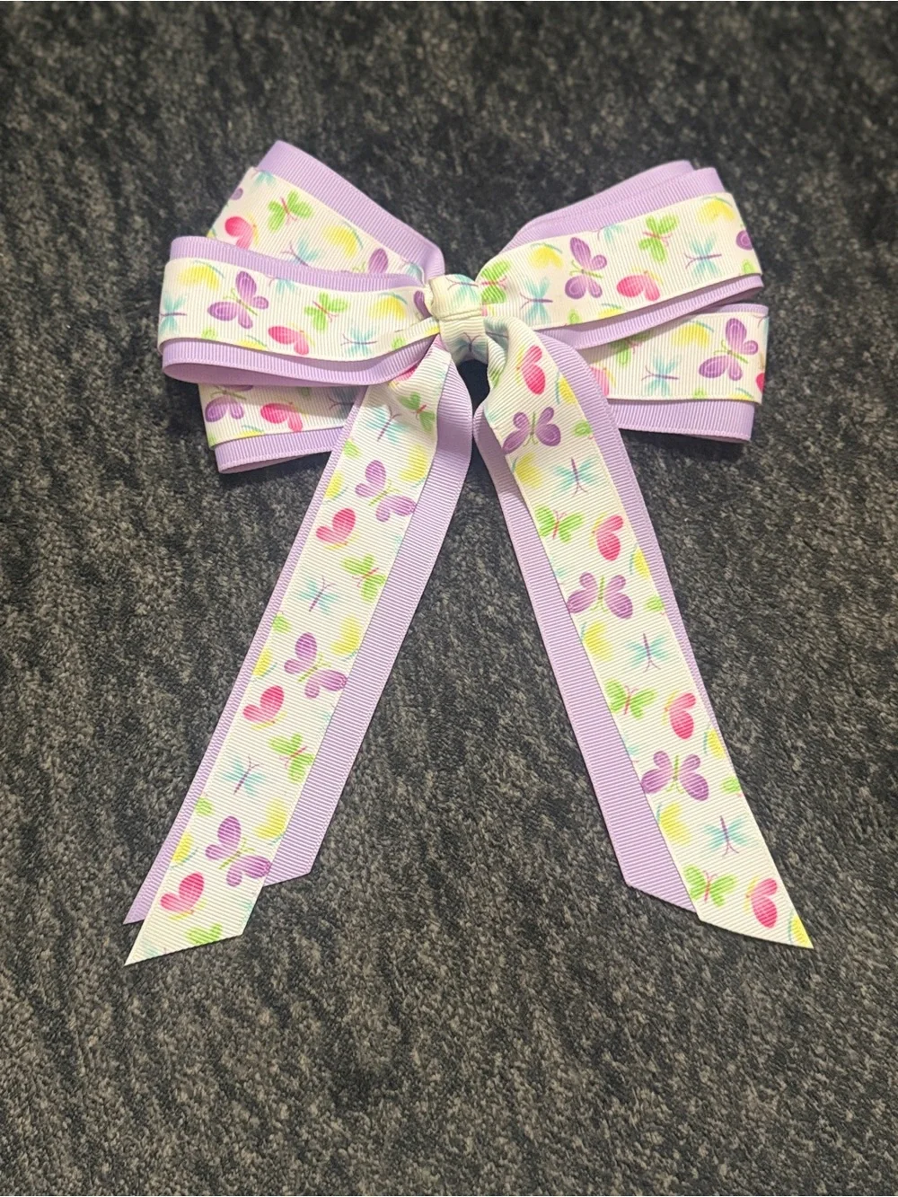 Kids Lavender Butterfly Print Hair Bow